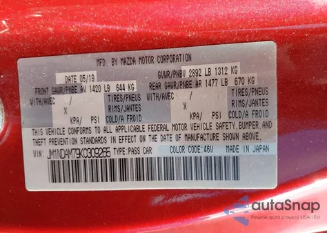 2019 Mazda Mx-5 Miata Rf Grand Touring from USA, damaged, VIN JM1NDAM79K0309265